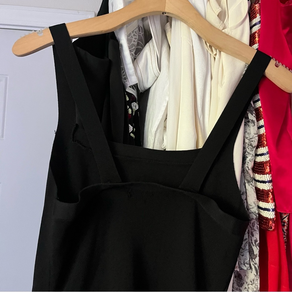 DELUC black chunky knit square neck sleeveless midi dress - Picture 4 of 6